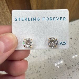 Gold CZ Stud Earrings